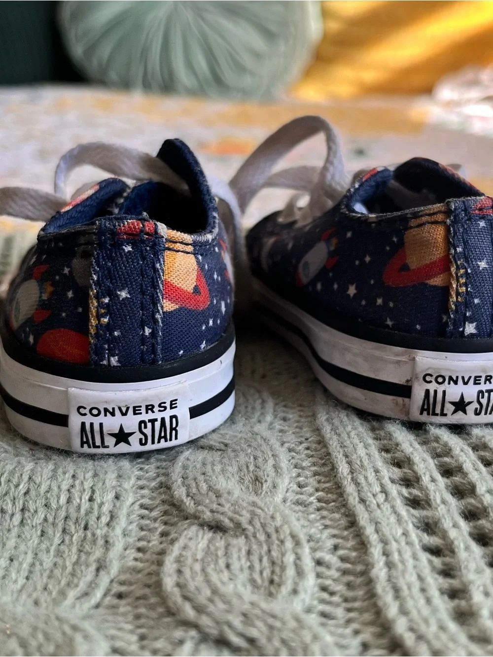 Converse Kids Navy Rocket Print Low-Top Sneakers with White Laces